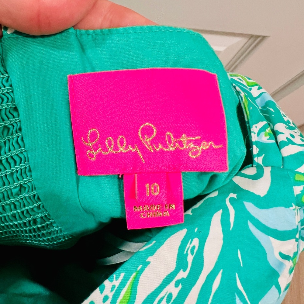 Lilly Pulitzer Rocko Romper Size 10 Botanical Green Safari Sangria - Picture 5 of 8